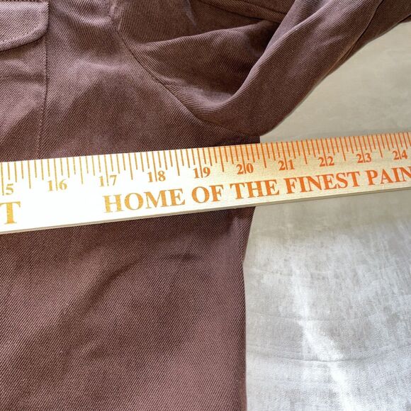 Lauren Ralph Lauren 100% Silk Women's Large  Military Shacket Brown Pockets - Picture 9 of 11